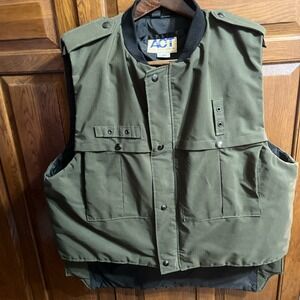 Vtg ACT Action Clothing Technology Vest Mens Sz 48 Y2K Snap Zip Front Green